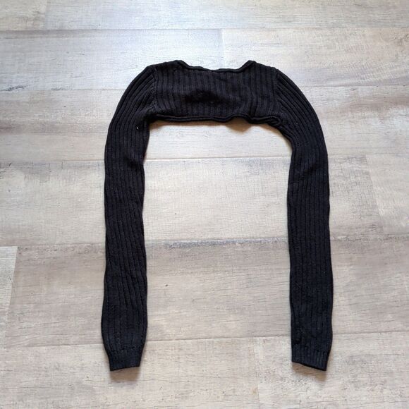 Urban Outfitters Black Sweater Cropped S Open Back And Front - Picture 5 of 6